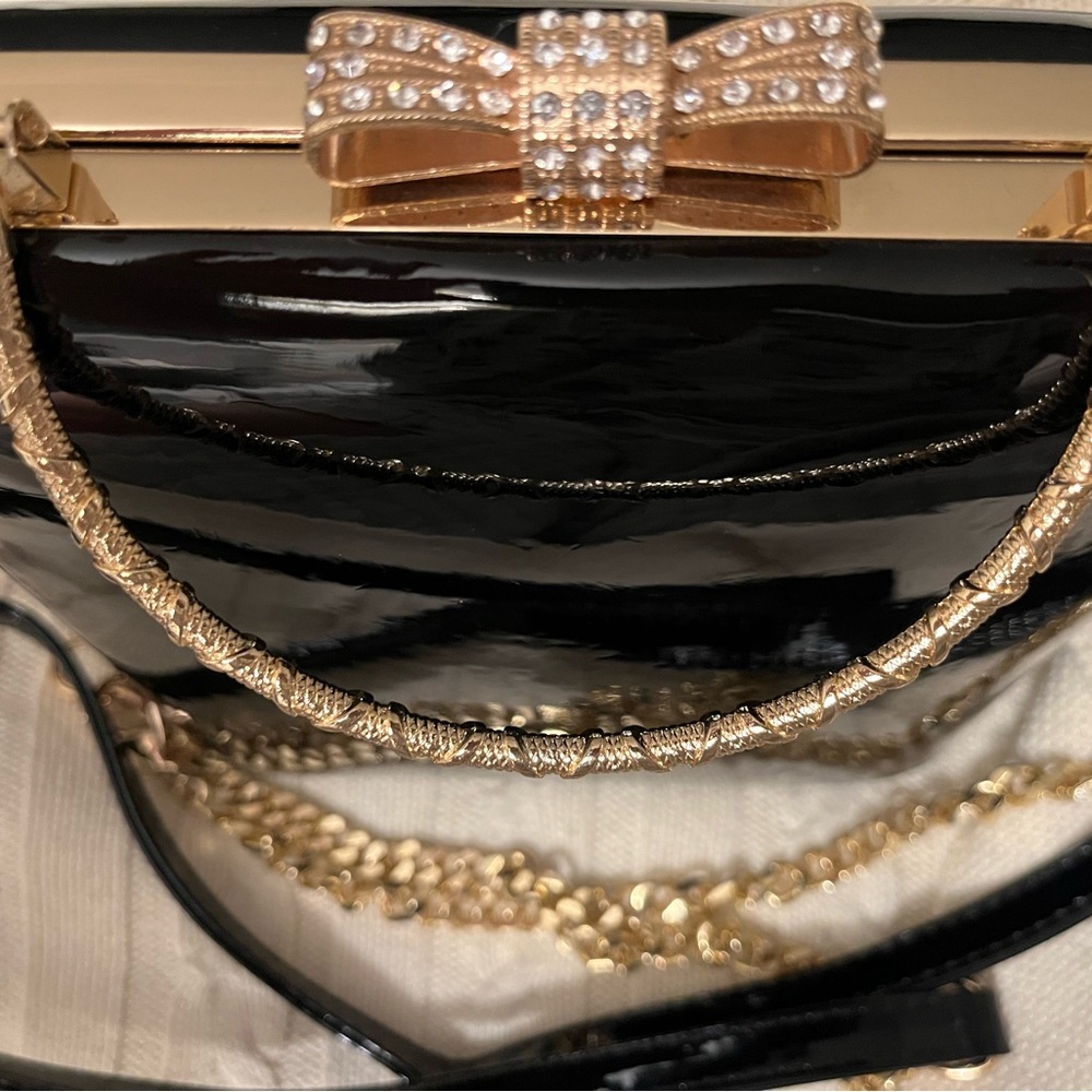 Black Gold Clutch with Chain